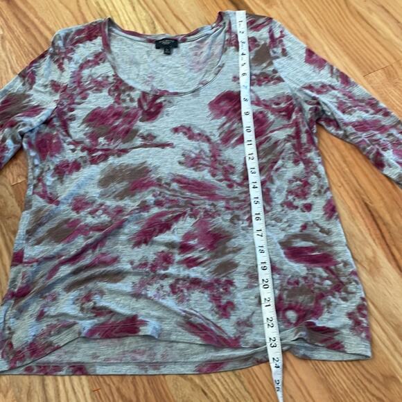 Talbots gray and pink print scoop neck top size large petite - Picture 5 of 7